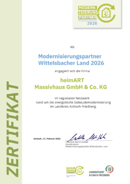 Zertifikat Modernisierungspartner Wittelsbacher Land 2026